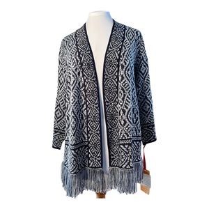 🆕 NWT Ruby Rd Sweater Vest Fringe Blue Sz M